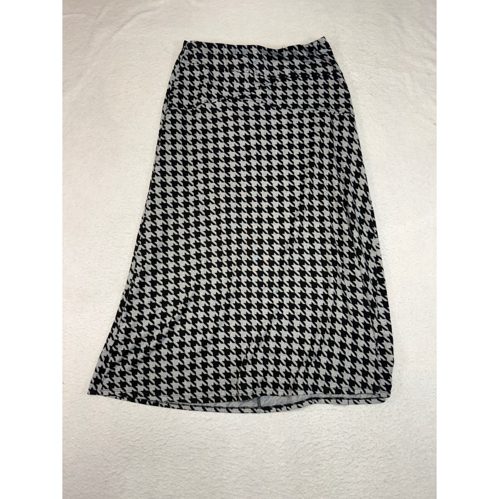 NYCC New York Clothing Co Houndstooth Midi Skirt Black Medium A-Line Stretch